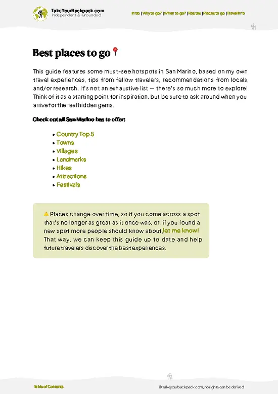 example page 5 from our offline Travel Guide for San Marino